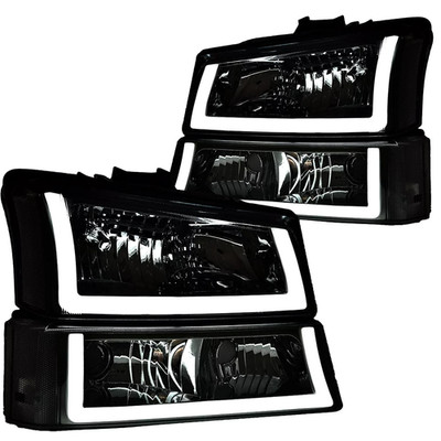 Pair For 2003-2006 Chevy Silverado 1500-3500 Headlights Headlamps w/ LED DRL L&R