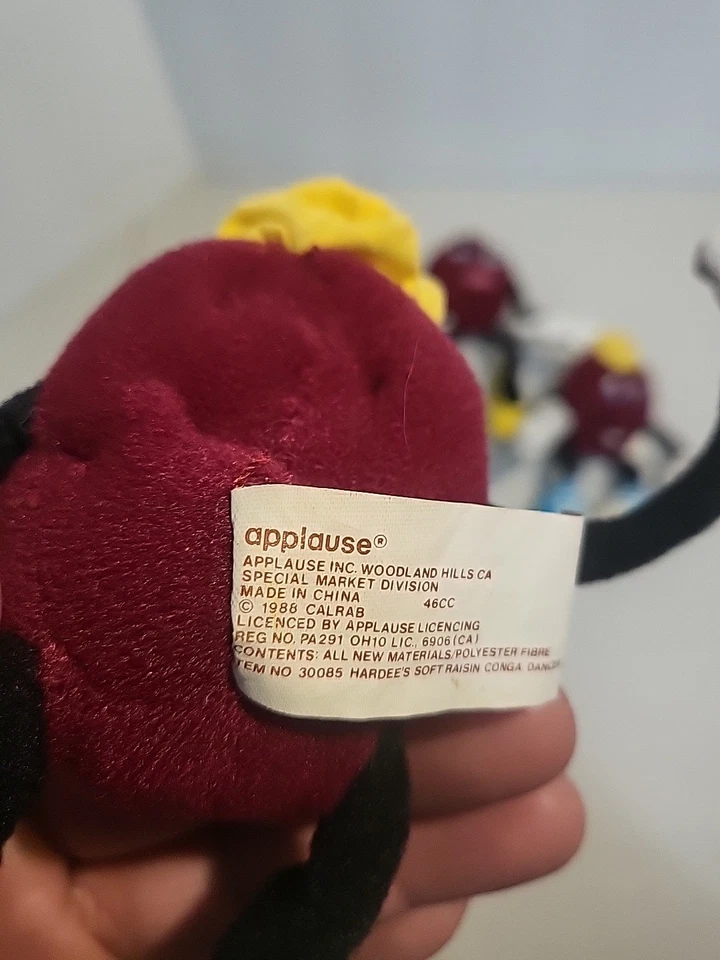 "5 California Raisins Applause 1988 terciopelo posable figura púrpura muñeca de 6""" Foto 4 de 4