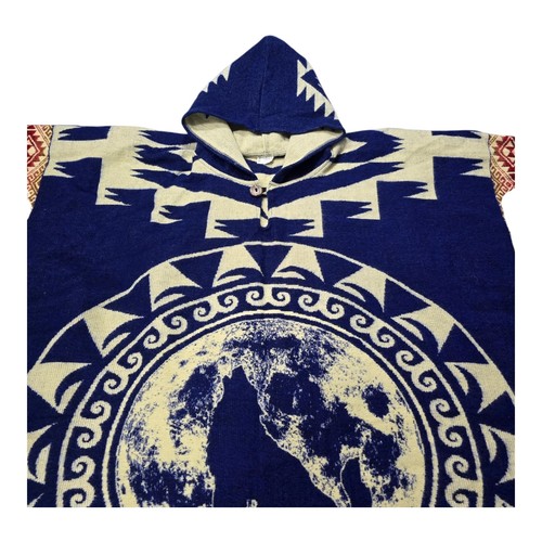 Erwachsene Unisex Poncho Bild vom Wolf heult auf dem Mond sehr große Größe 2XL+ - Bild 2 von 18