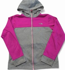 The North Face Girls XL Pink Gray Full Zip Hoodie Youth Jacket Fleece