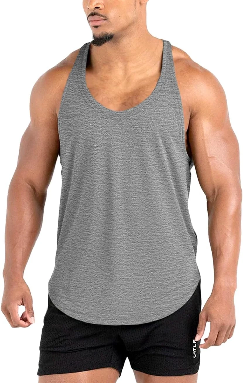 Lehmanlin Men's Gym Tank Tops Workout Y-Back Fitness Muscle T Shirt Quick Dry 1