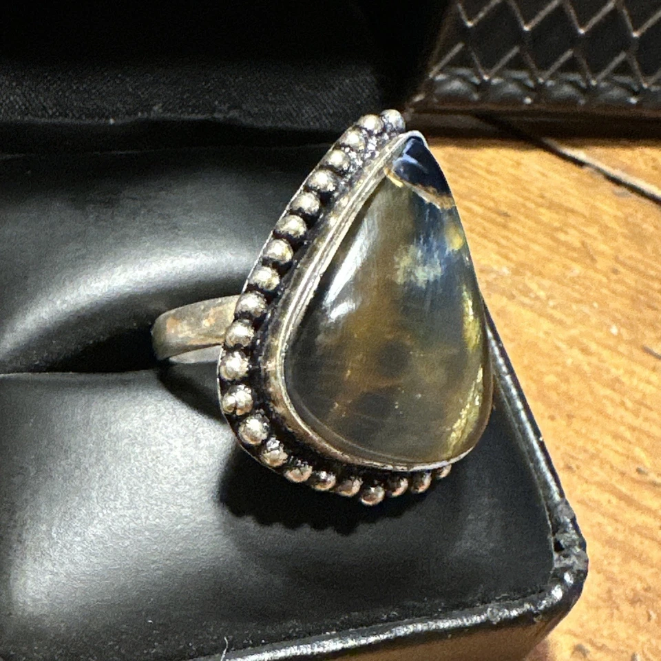 Anillo de joyería hecho a mano de plata de ley .925 con piedras preciosas naturales talla 8 Foto 2 de 4