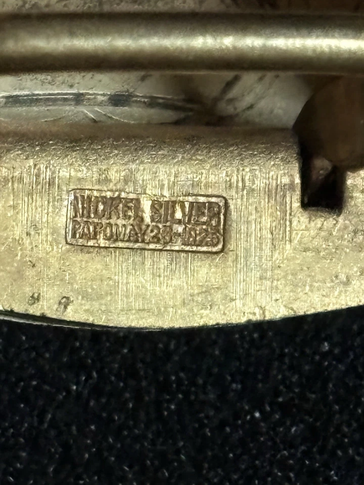 Antique Gold Front Nickel Silver Belt Buckle Pat. May 26 1925 Art Deco 25g - Image 3 of 4