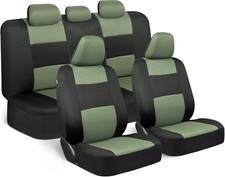 Polypro Car Seat Covers Full Set In Green On Black Front And Rear Split Bench