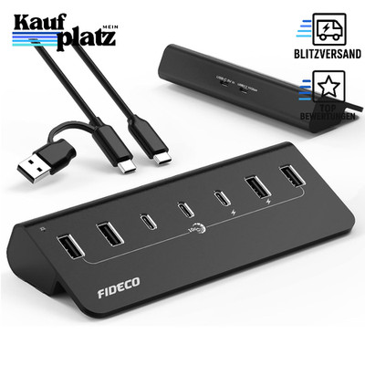 USB Hub 7 Port USB 3.2 Gen 2 mit Netzteil, 10 Gbit/s, Aluminium