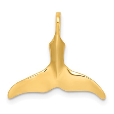 10K Gelbgold 3-D Poliert Walschwanz Charm Anhänger L-23mm B-20mm