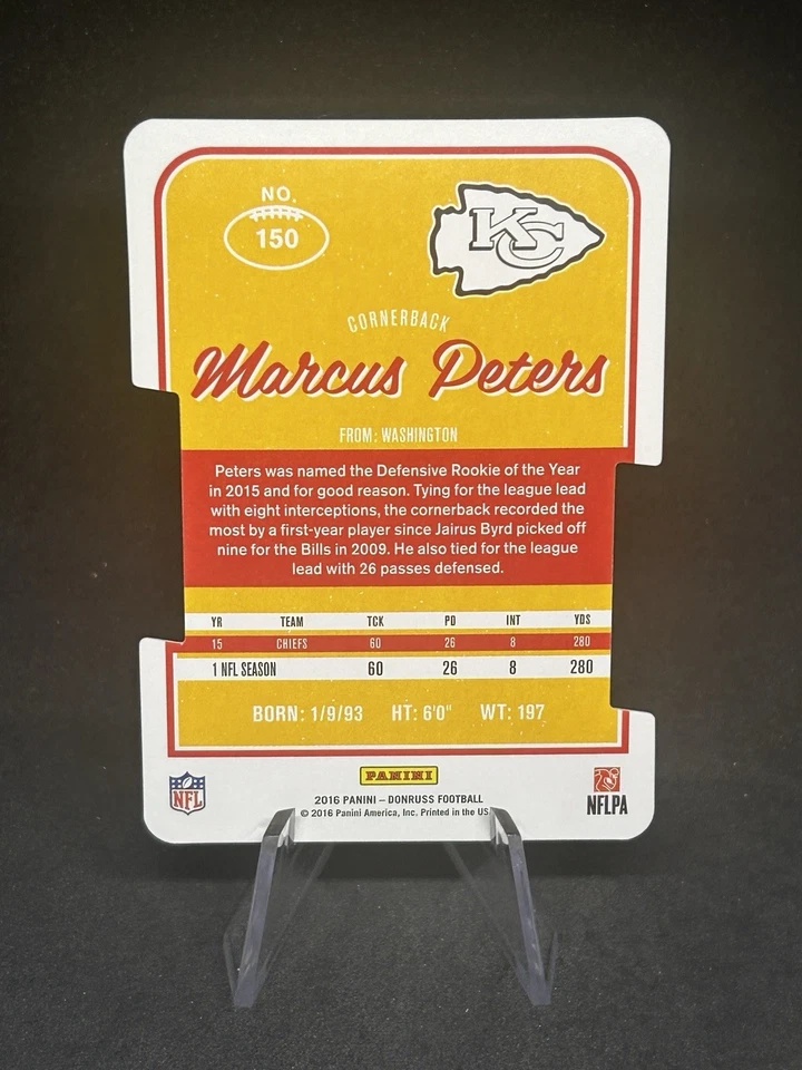 2016 Panini Donruss Marcus Peters Press Proof Silver Die-Cut /25 #150 Chiefs - Image 2 of 2
