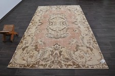 Oushak Turkish Vintage Rug 6x10 Kilim Rug Anatolian Handmade Boho Decor PINK