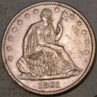 1861 O LIBERTY SEATED HALF DOLLAR VERY RARE W-13 CSA OBV BISECTED DATE DIE CRACK