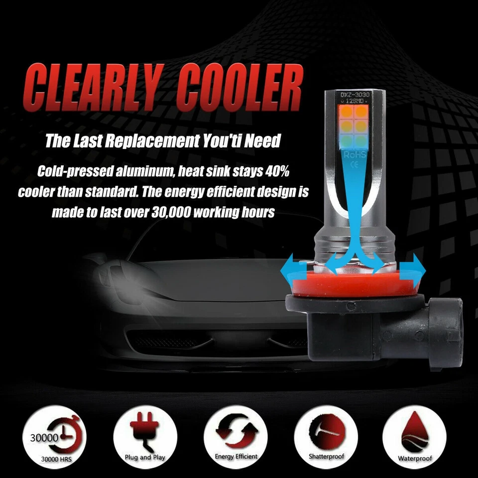 2Pcs Car H11 H8 H9 COB 60W 6000K LED Headlight Fog Light Bulbs Replace3187 - Image 2 of 4