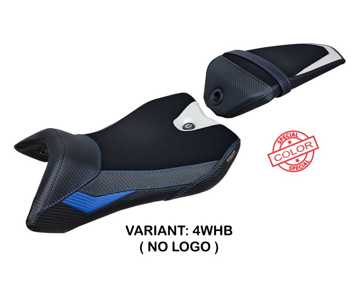 Seat saddle cover Nashik White - Blue WHB TPZ Italia for Yamaha R125 2016 > 2018