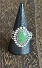 Vintage Southwestern/Navajo Sterling Silver Green Turquoise Ring Adjustable Sz 9
