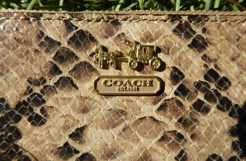 COACH CLUTCH 48173 PYTHON SNAKE MAD EMBOSSED CHAIN WRISTLET PURSE BAG B4/NATURAL - Picture 3 of 7