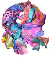 35 yards Recycled Sari Silk Ribbon Tie Dye mix colors Bright WONDERFUL bunch