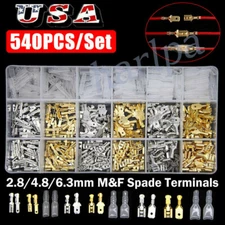540PCS Auto Car Assorted Electrical Wire Connector Terminals Crimp Spade Kit Set