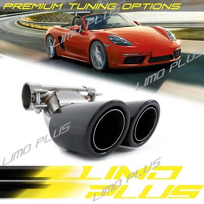 Matte Carbon Fiber Exhaust Tips Pipe For Porsche 718 Boxster Cayman 982 2017-24