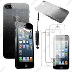 Housse Etui Coque Rigide Gouttes Noir pour iPhone SE 5S 5+Mini Stylet+3 Films