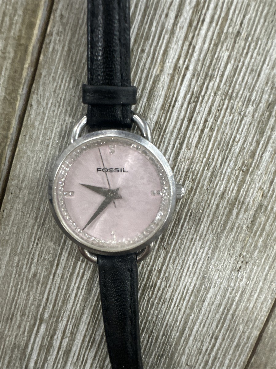 Fossil Silver Watch with Pink Mother-of-Pearl Dial and Crystal Accents ES2189_MED.webp main image 2