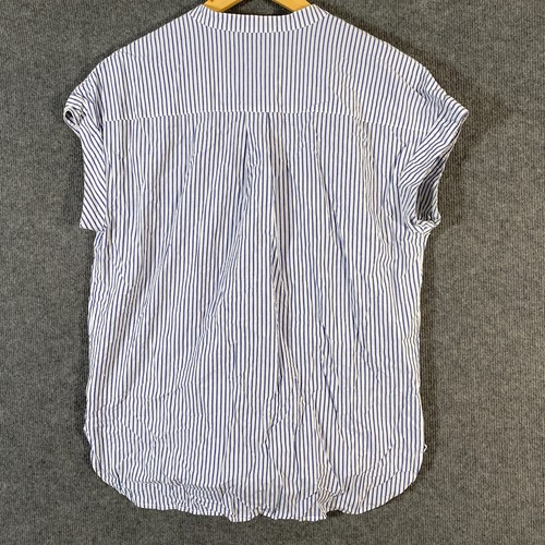 Jag Shirt Womens 14 Blue White Button Up Striped Crochet Corporate Office Z157 - Picture 9 of 10