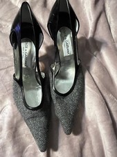 Dolce & Gabbana Women US Size 8.5M (38.5) Black Tweed Ankle Strap Block Heel