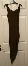 Womens Pretty Little Thing PLT Khaki Midi Dress Cross Back Size 10 with Tags