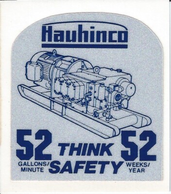 Hauhinco Water Pumps Think Safety Vintage Unused Mining Hard Hat Decal Sticker