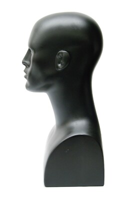 Plastic Black Adult Men's Mannequin Display Head with Facial