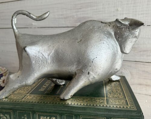 Metal Abstract Charging  Bull Figure -Cast Aluminum? Pewter? - Picture 1 of 9