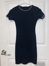 Zara Anthracite Gray Ribbed Ruched Tie Side Bodycon Mini Dress Size Medium