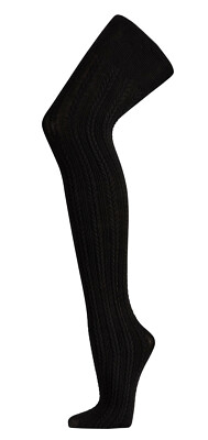 Damen Teenager Strumpfhose Zopfmuster Schwarz  Modal Damenstrumpfhose  CH-2704
