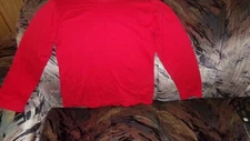 Women's Knit Ribbed Long Sleeve T Shirt SZ M Crewneck Slim Fit Basic T Tops Red 