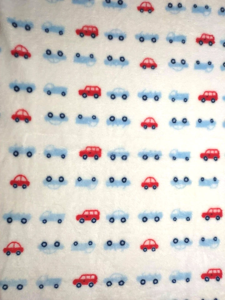 MODERN BABY Boy White Car Blanket Fleece Security Lovey Blue Red HTF - Image 4 of 4