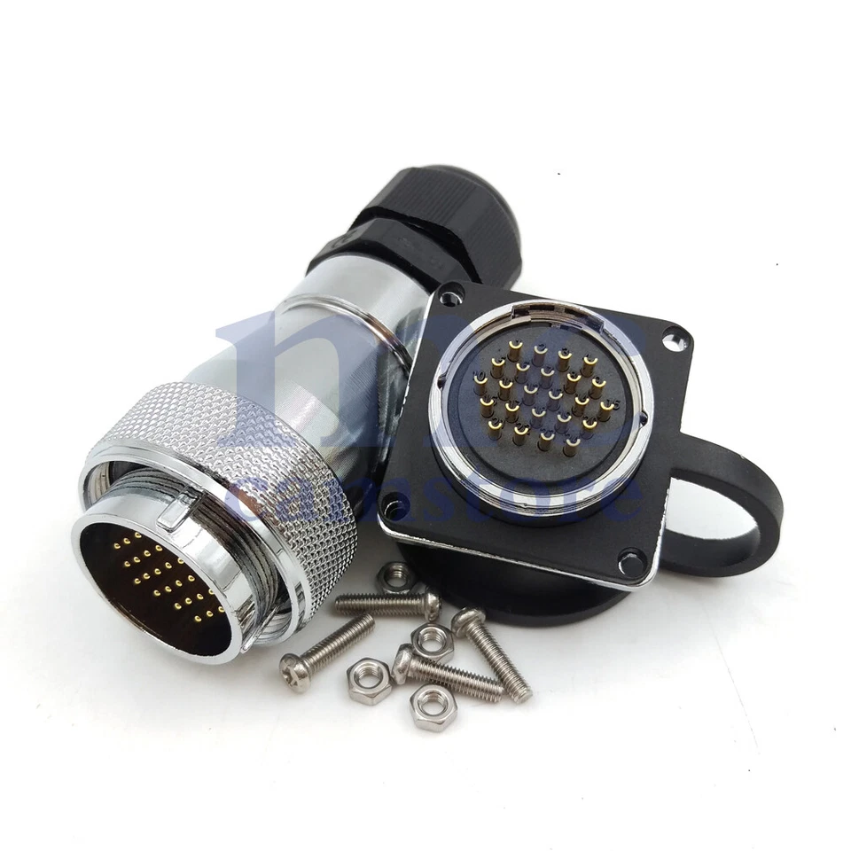 WS28 IP67 24 Pin Waterproof Electrical Power Cable Connector,Bulkhead Connector - Image 3 of 4