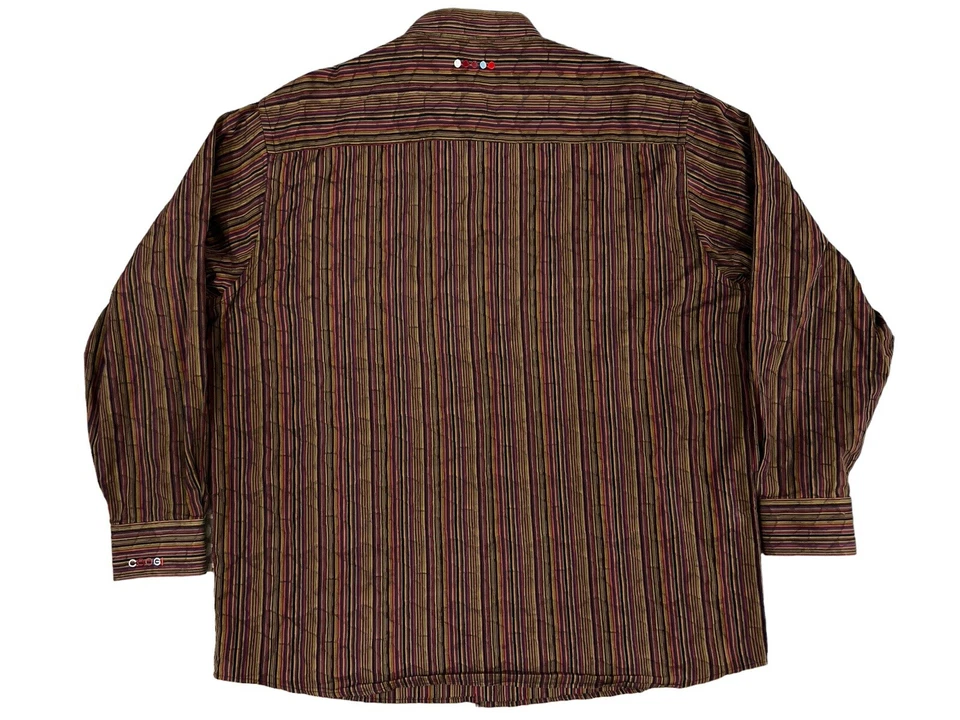 Coogi Men Brown Striped Long Sleeve Button Up Shirt Sz XXXL  - Image 2 of 4