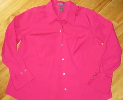 Liz Claiborne 18W Dark Pink L/S Button Down Neck Great Preowned Condition Nice