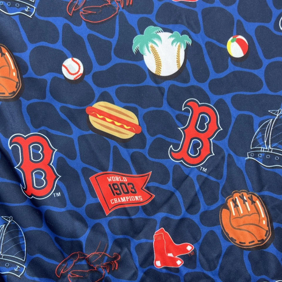 Camisa de los Medias Rojas de Boston para Hombres XL Abotonada Hawaiana Guantes de Béisbol Hotdogs Cortos Slv Foto 4 de 4