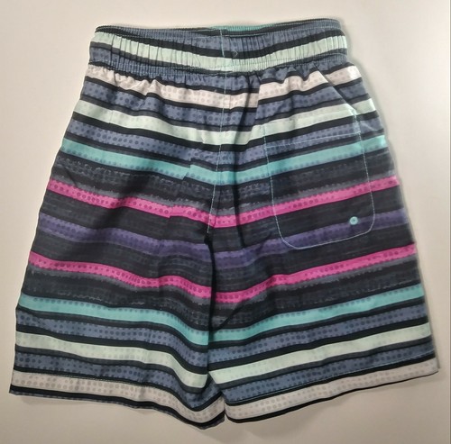 Speedo Eco Boy's Small (8/9) Board Shorts Black Multicolored Stripes Swim Trunks - Picture 4 of 7