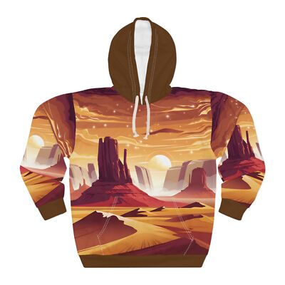 Desert Sunset All Over Print Pullover Hoodie Artwork Outdoor Travel Apparel