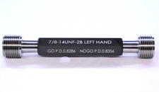 NEW 7/8 14 UNF 2B LEFT HAND THREAD PLUG GAGE .875 GO NO GO PDS= .8286 & .8356 LH