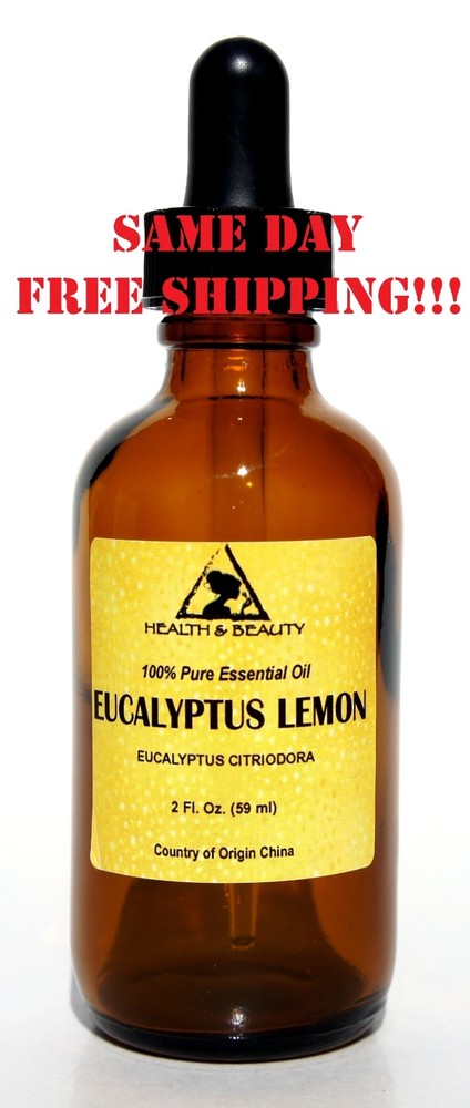EUCALYPTUS LEMON ESSENTIAL OIL by H&B Oils Center AROMA GLASS DROPPER 2 OZ 59 ml