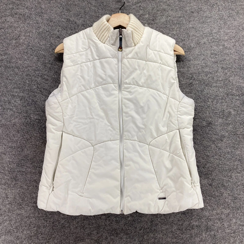 lole quilted full zip sleeveless high neck pockets jacket
