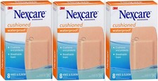 Nexcare Vendajes Rodilla/Codo Acolchado Impermeable Sin Látex 8 ea (Paquete de 3)
