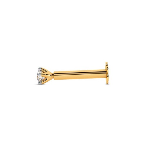 Round Sparkle 2.6 mm Natural Diamond 14k Yellow Gold Nose Pin Stud G/SI3 Grade - Picture 2 of 8