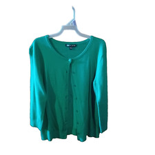 Women's Cable Guage Green Button Down Sweater EUC