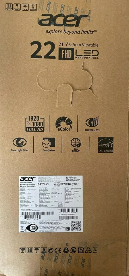 Acer - B226HQL - 21.5" Full HD LED LCD Monitor - 16:9 - Dark Gray - Image 2 of 2