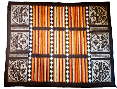 VTG Biederlack Blanket Southwest Aztec Print style 70 X 56 W