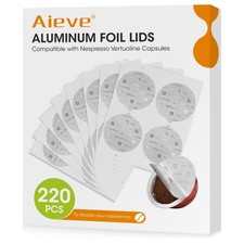 Aieve 220 Pcs Aluminum Foil Seal Lids for Reusable Nespresso Pods Vertuo