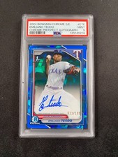 2024 Bowman Chrome Sapphire Emiliano Teodo 1ST Auto /199 Rangers PSA 9