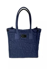 MARC JACOBS Large Quilted Logo Nylon Tote Azure Blue 4S4HTT008H02