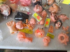 Nice Large LOT of DOLL MAKING PARTS - Heads, Hands, Arms, Feet OLDER Most Sealed